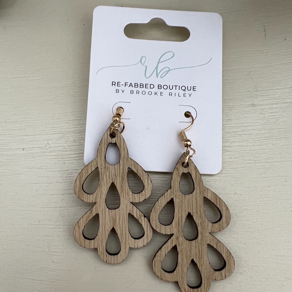 Brand New-Wooden Dangle Earrings